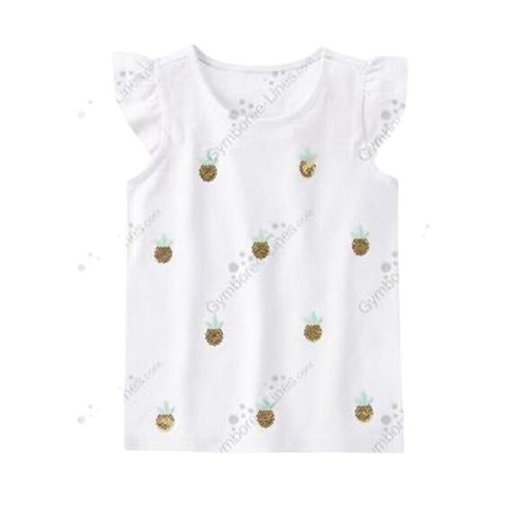 Gymboree White Pineapple Sequin Cap Sleeve Shirt - Size 10 - Picture 1 of 4